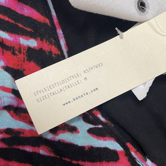 Kensie Pieces NWT Red Pop Combo Dress Sz M Asymmetric Black Rave Disco Abstract - Picture 6 of 14